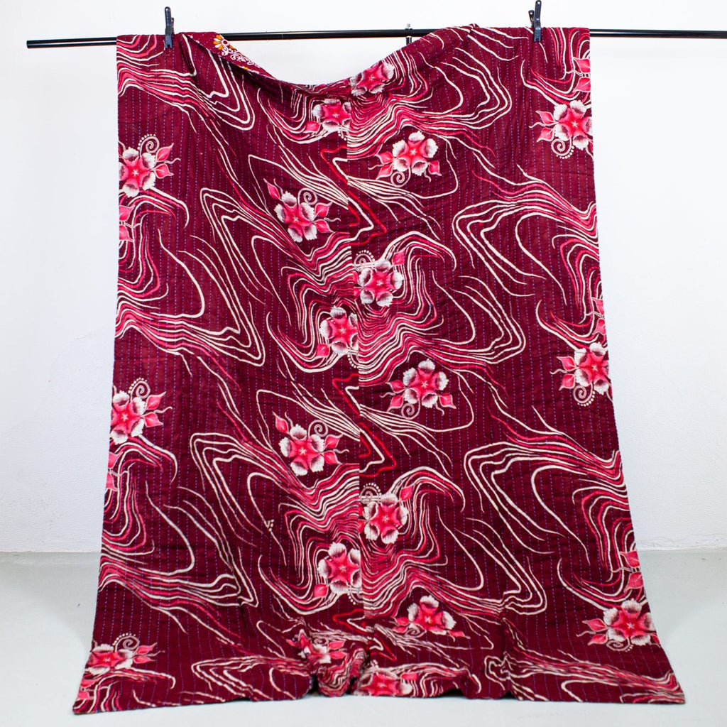Unique sari kantha blanket 140 x 200 cm