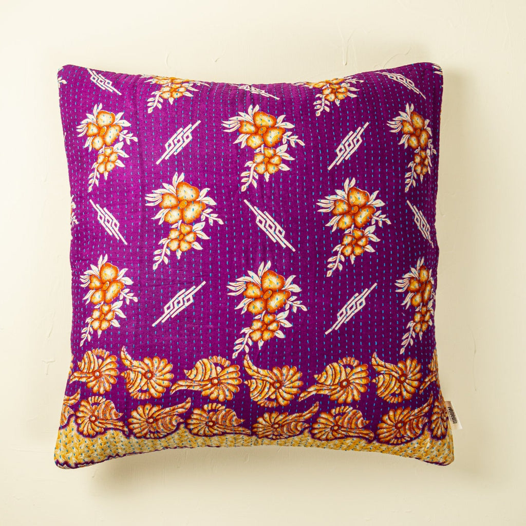 Unique kantha sari cotton pillow 60 x 60