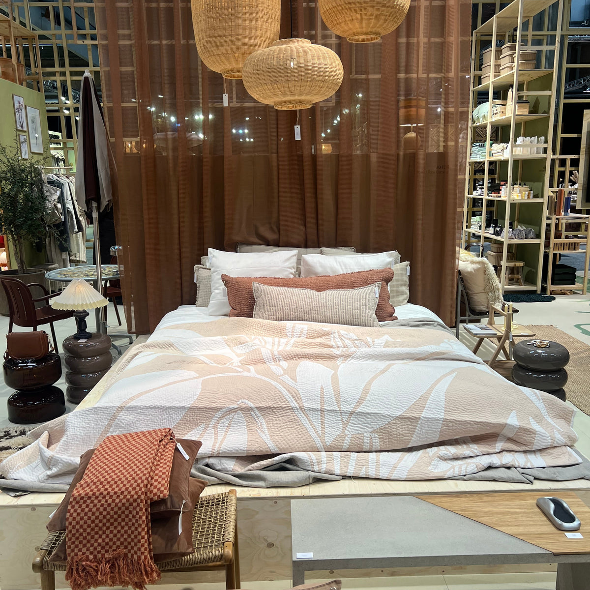 Quiltet sengetæppe 240 x 260 cm (Beige)