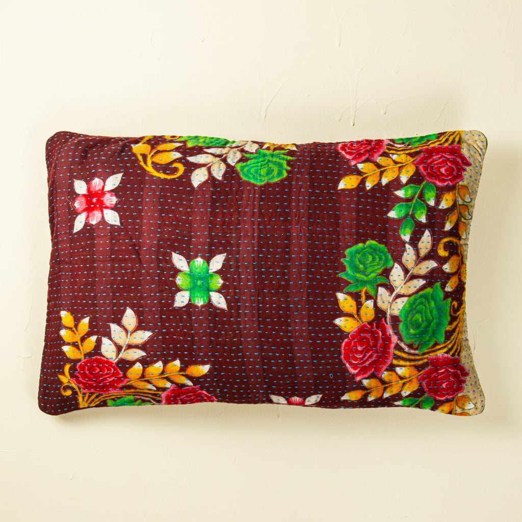 Unique kantha sari cotton pillow 40 x 60
