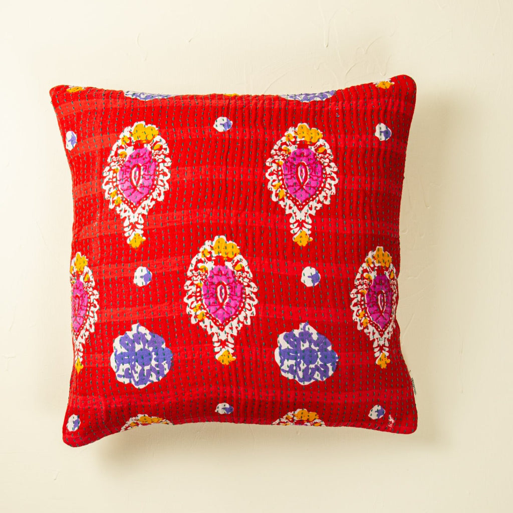 Unique kantha sari cotton pillow 50 x 50