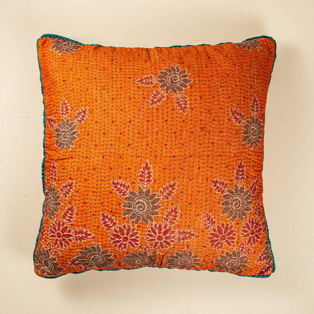 Unique kantha sari silk pillow 60 x 60 cm