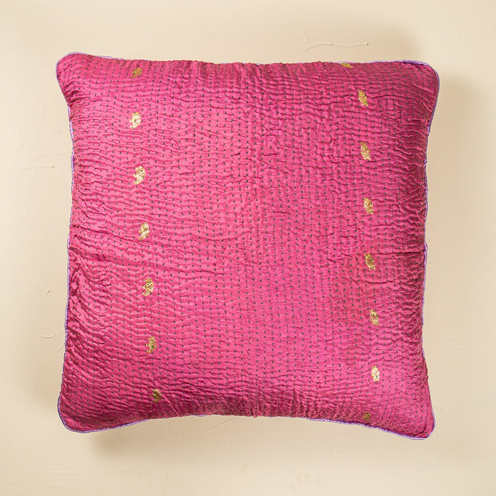 Unique kantha sari silk pillow 60 x 60 cm