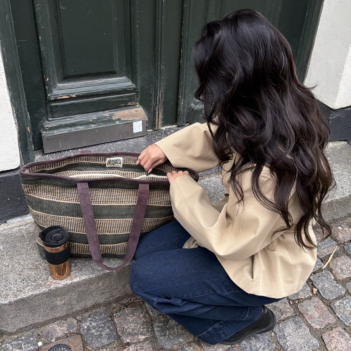 Weekendtaske med lynlås (Olivengrøn)