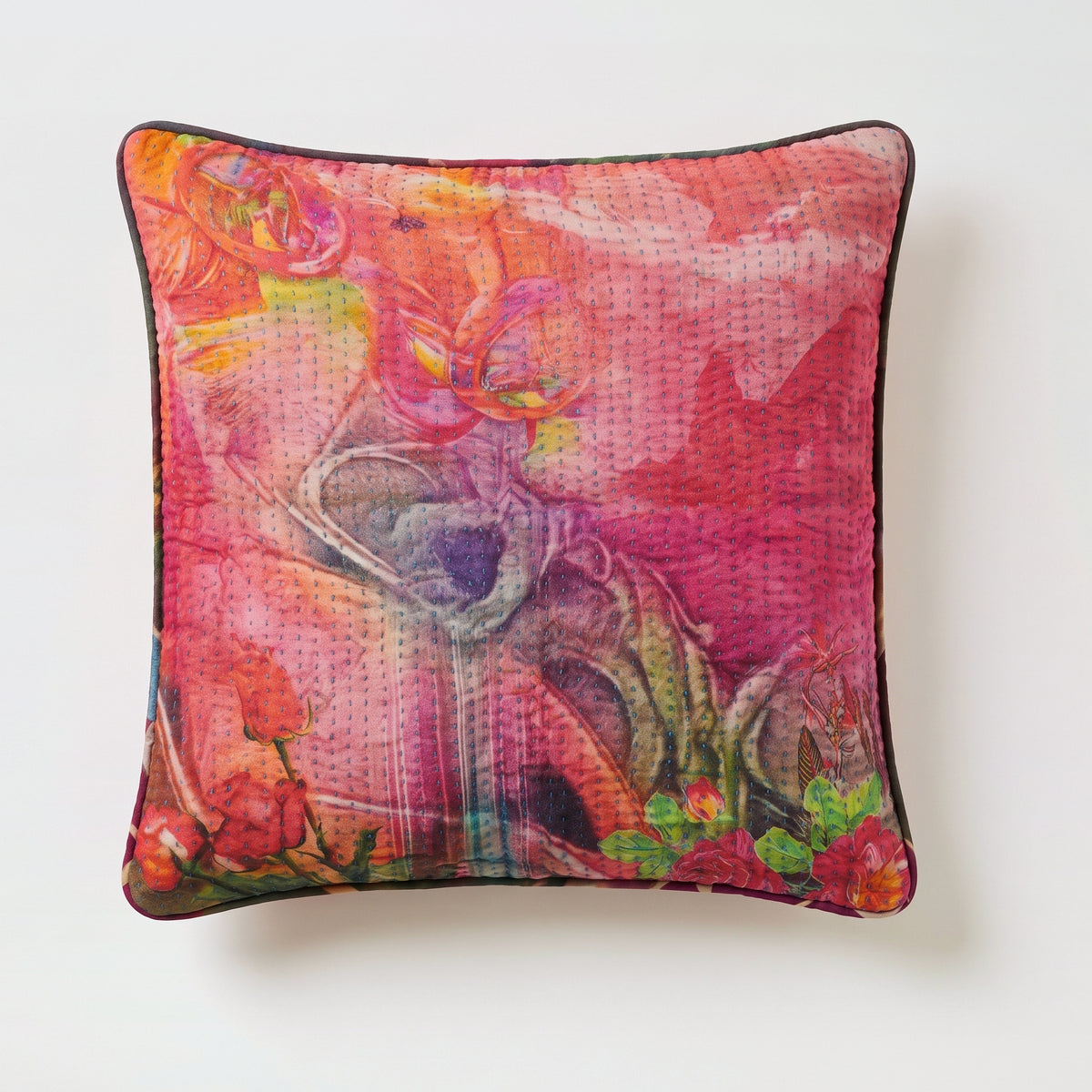 Unique kantha sari cotton cushion 50 x 50