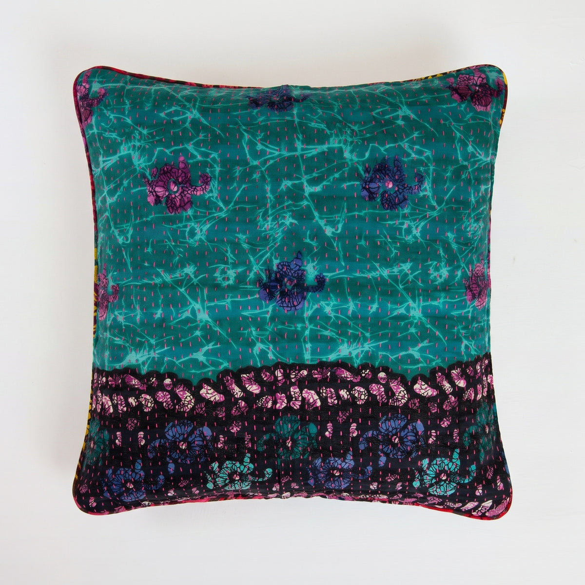 Unika kantha sari bomuldspude 50 x 50