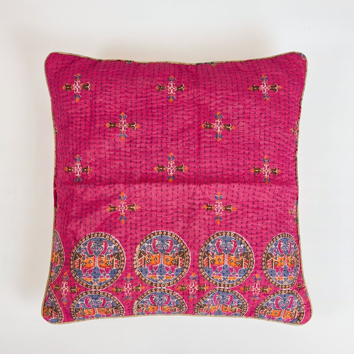 Unika kantha sari silkepude 60 x 60 cm
