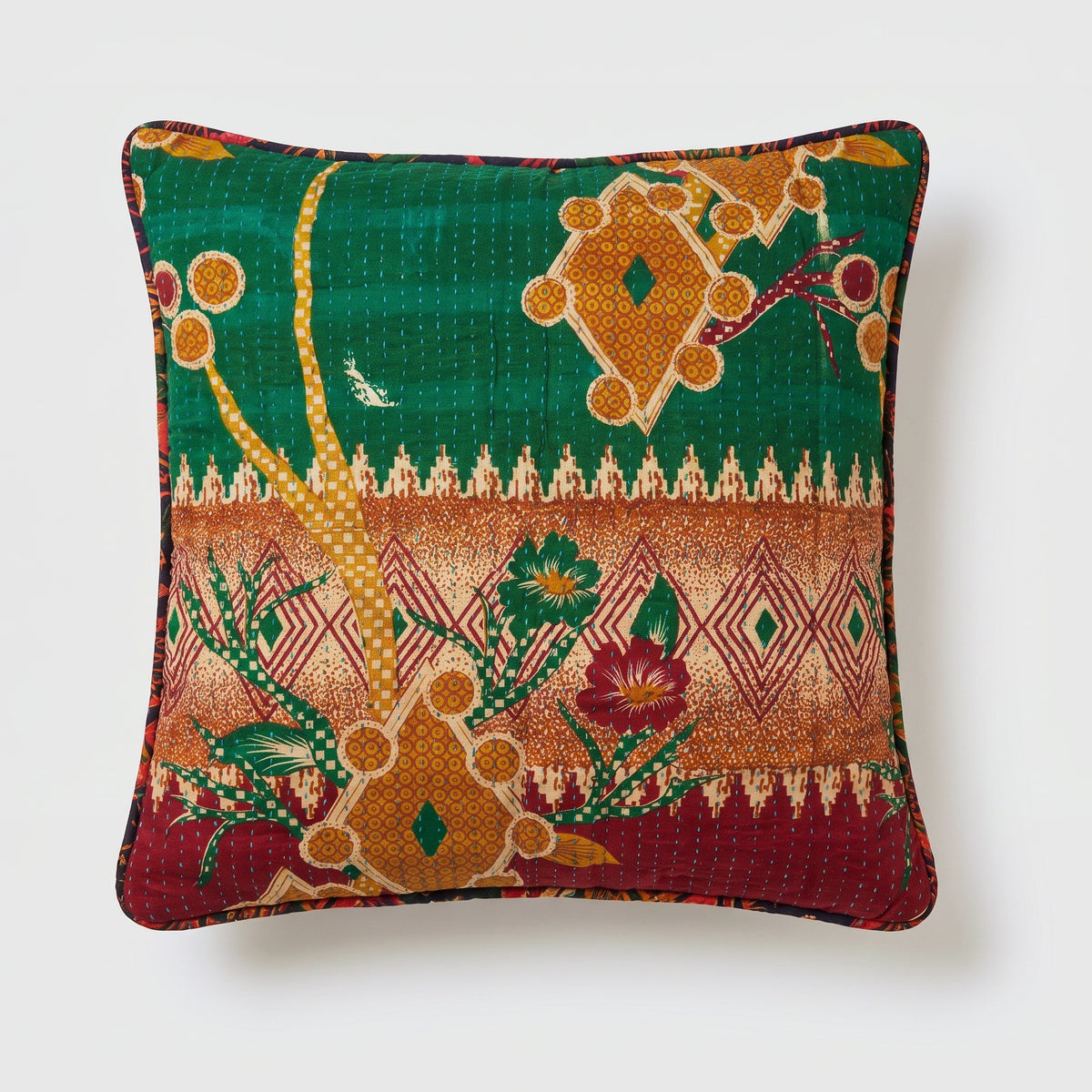Unika kantha sari bomuldspude 50 x 50