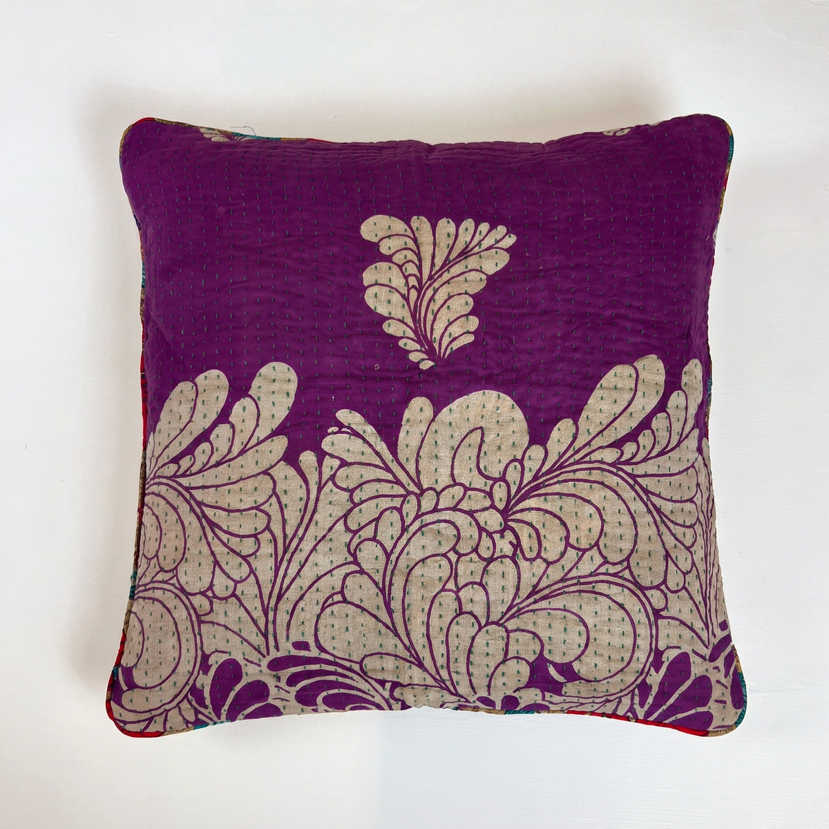 Unika kantha sari bomuldspude 50 x 50