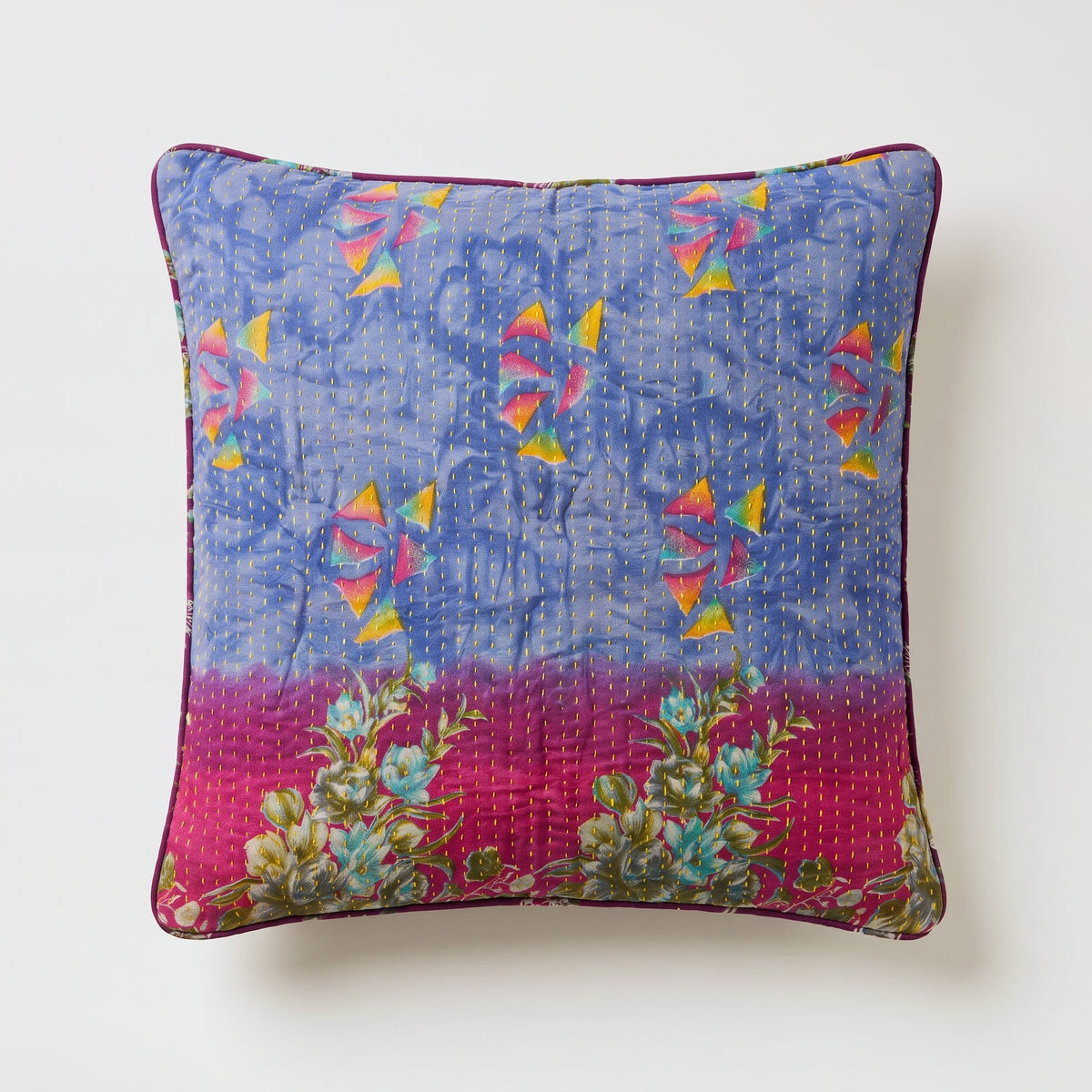 Unika kantha sari bomuldspude 50 x 50