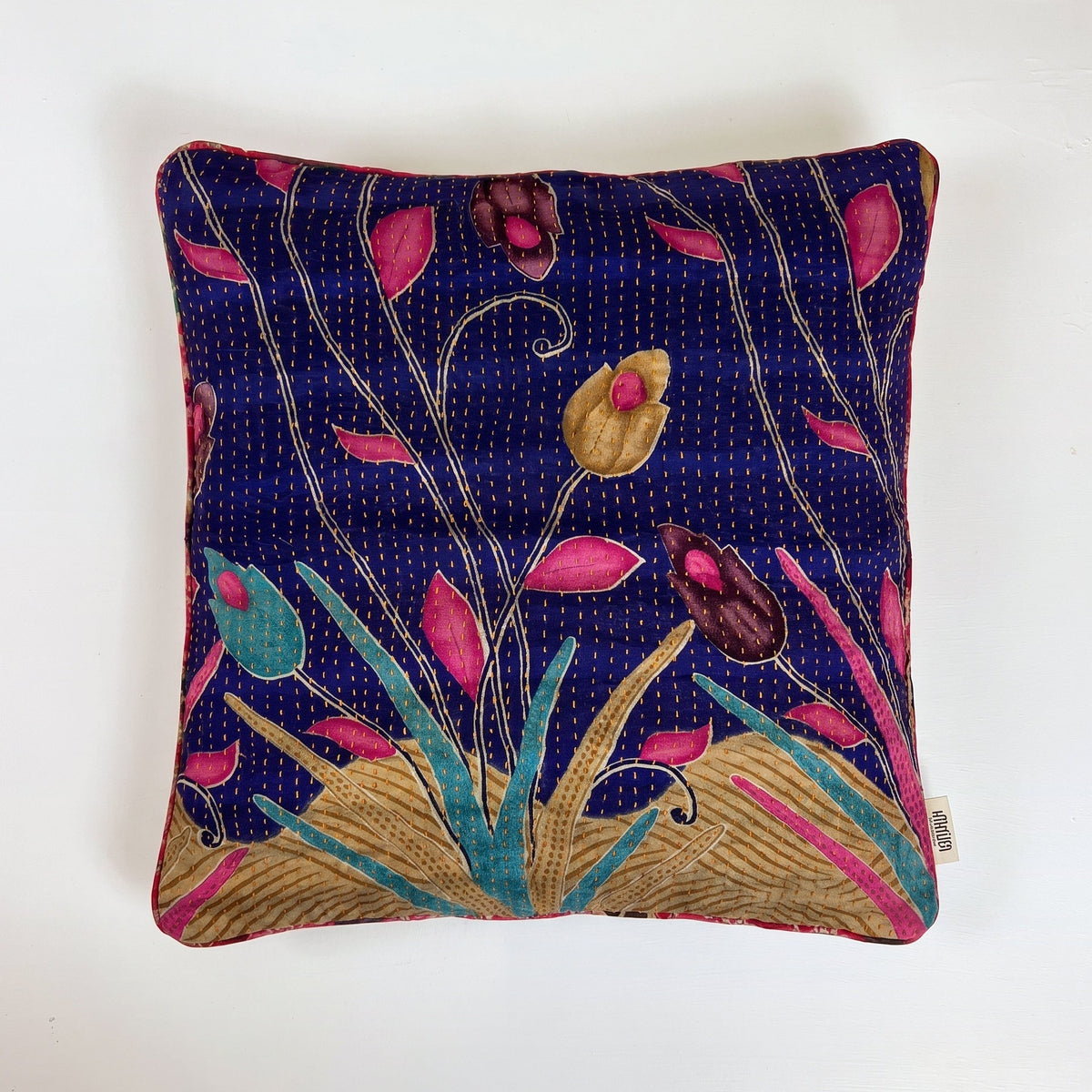 Unique kantha sari cotton cushion 50 x 50