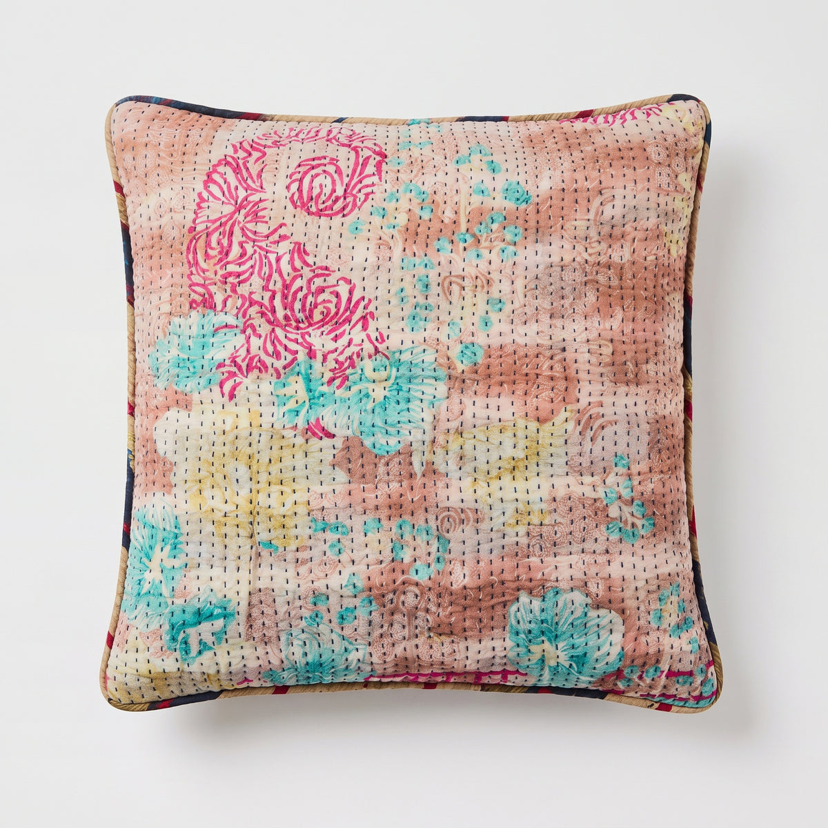 Unique kantha sari cotton cushion 50 x 50