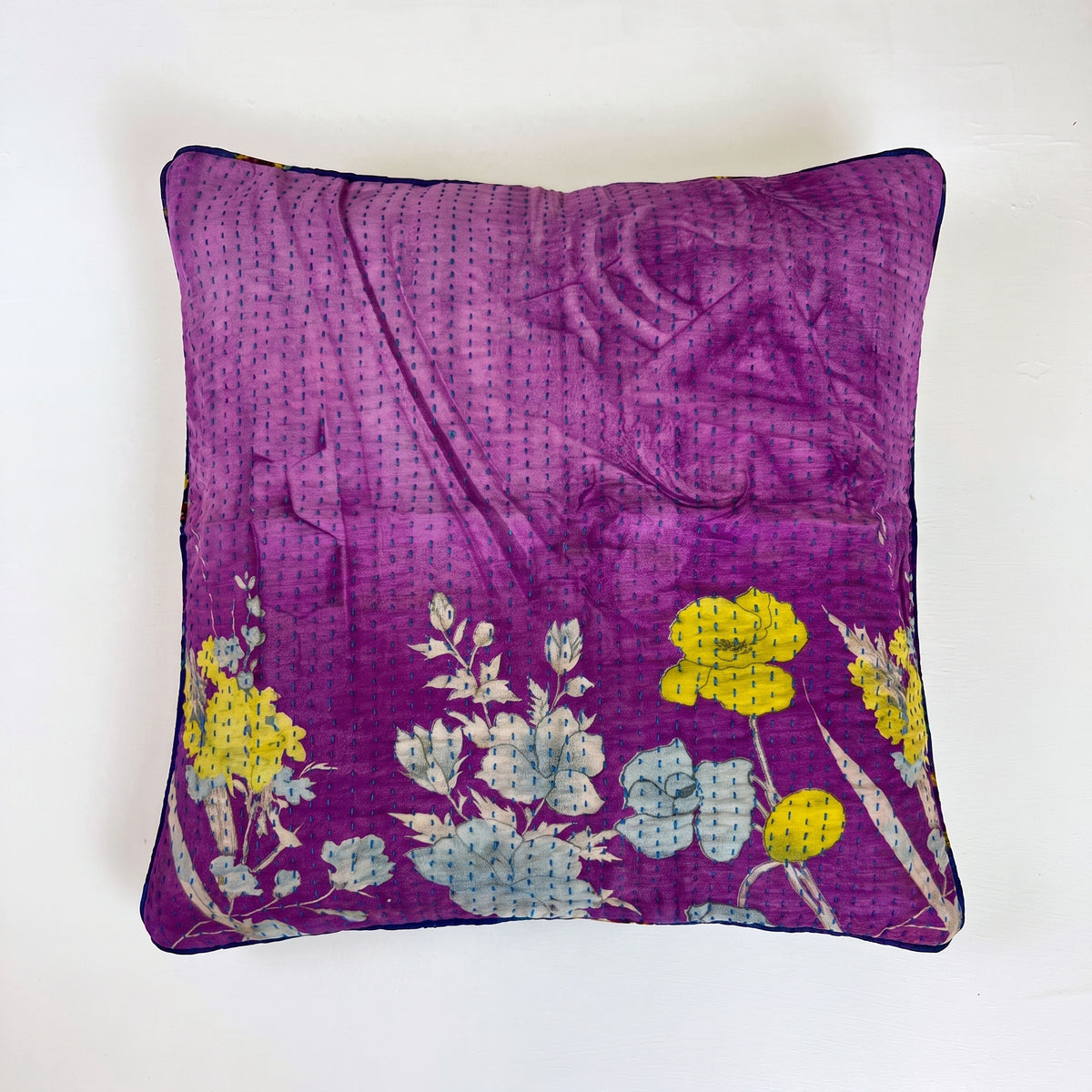 Unique kantha sari cotton cushion 50 x 50