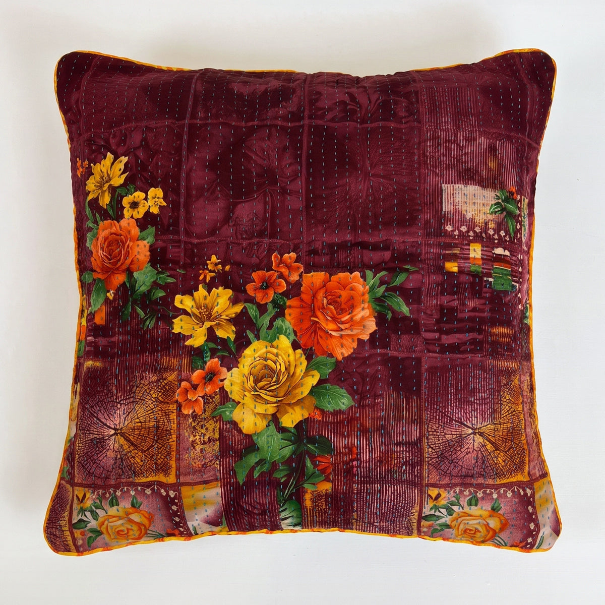 Unika kantha sari silkepude 60 x 60 cm