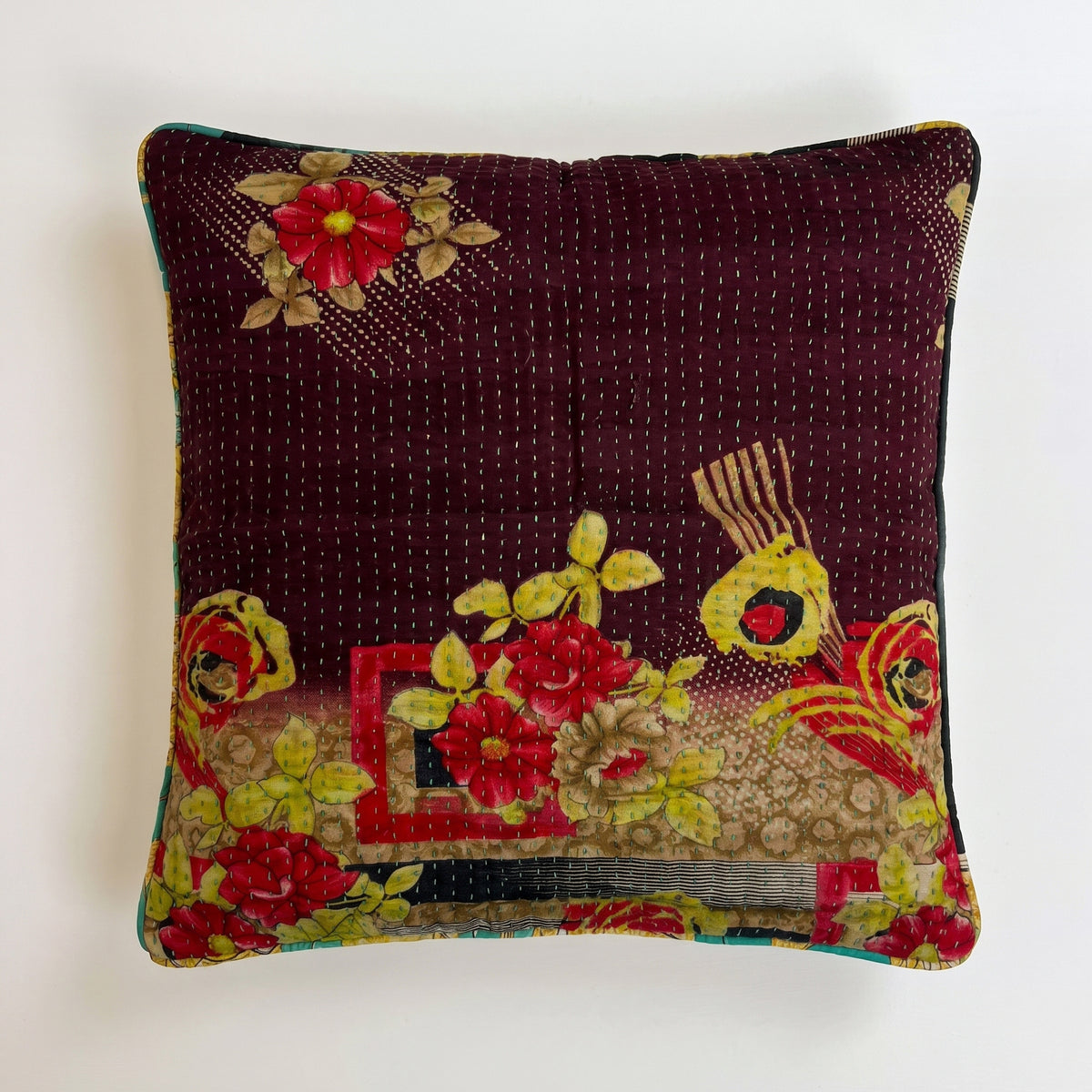 Unika kantha sari bomuldspude 50 x 50