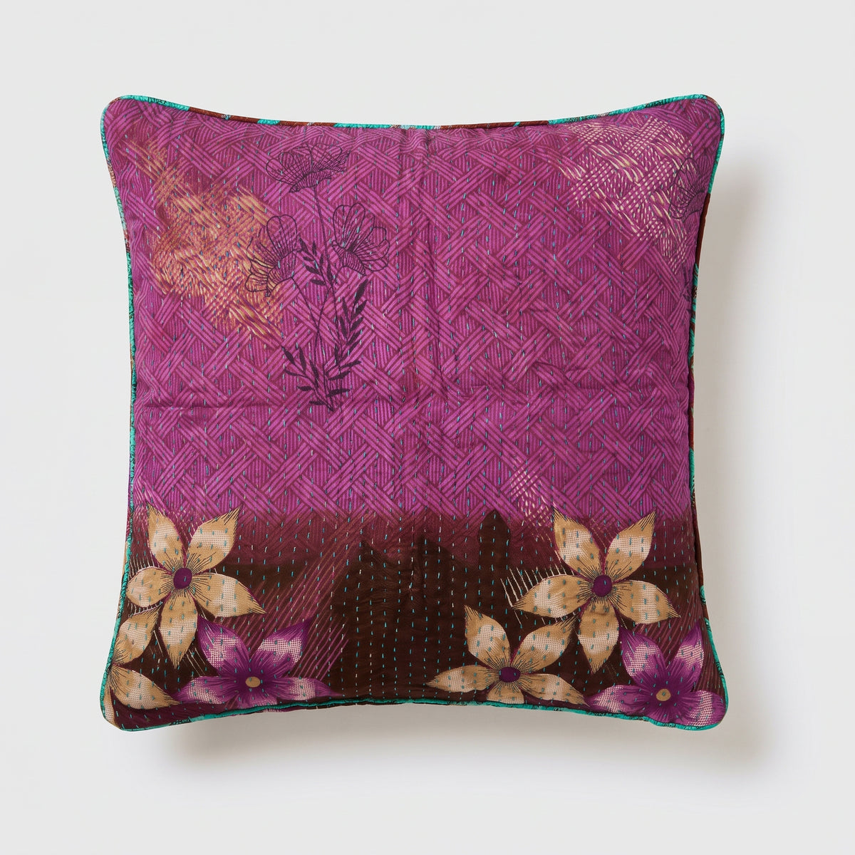 Unika kantha sari bomuldspude 50 x 50