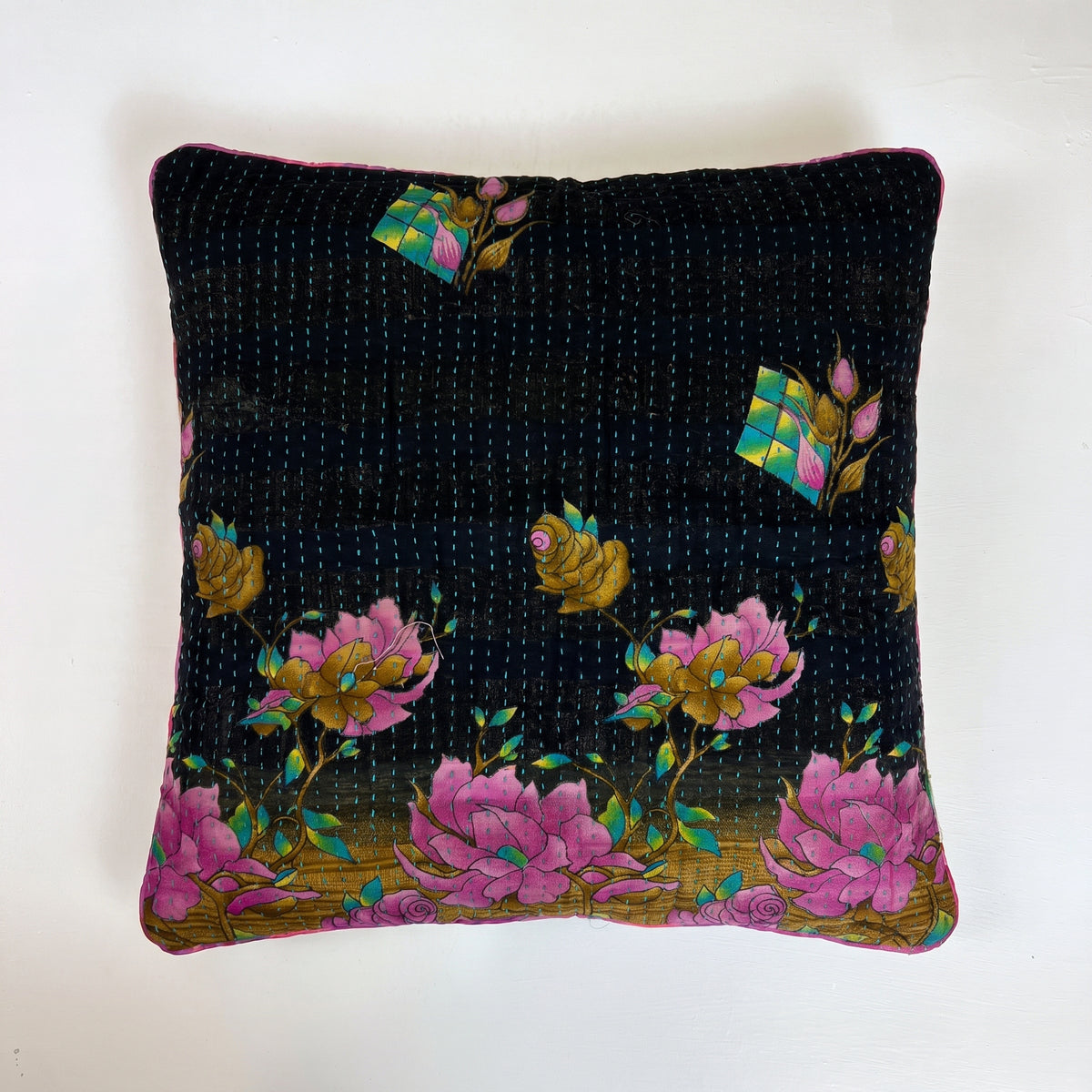 Unika kantha sari bomuldspude 50 x 50