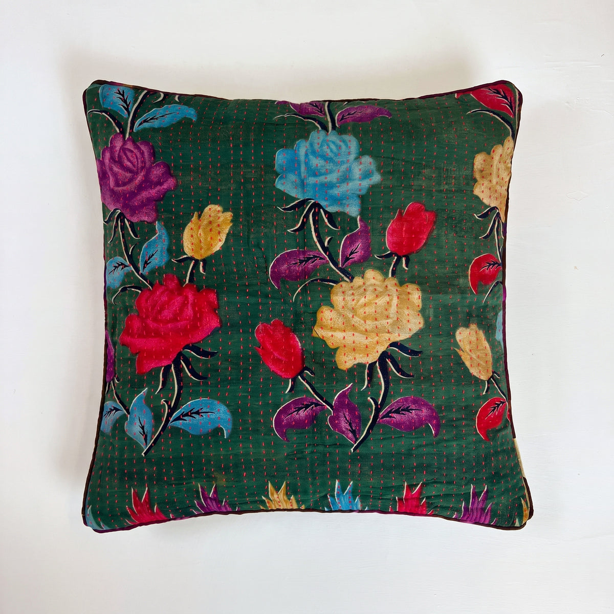 Unika kantha sari bomuldspude 50 x 50