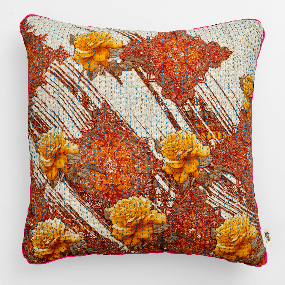 Unika kantha sari silkepude 60 x 60 cm