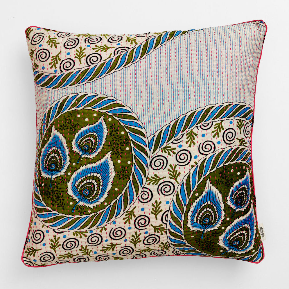 Unika kantha sari silkepude 60 x 60 cm