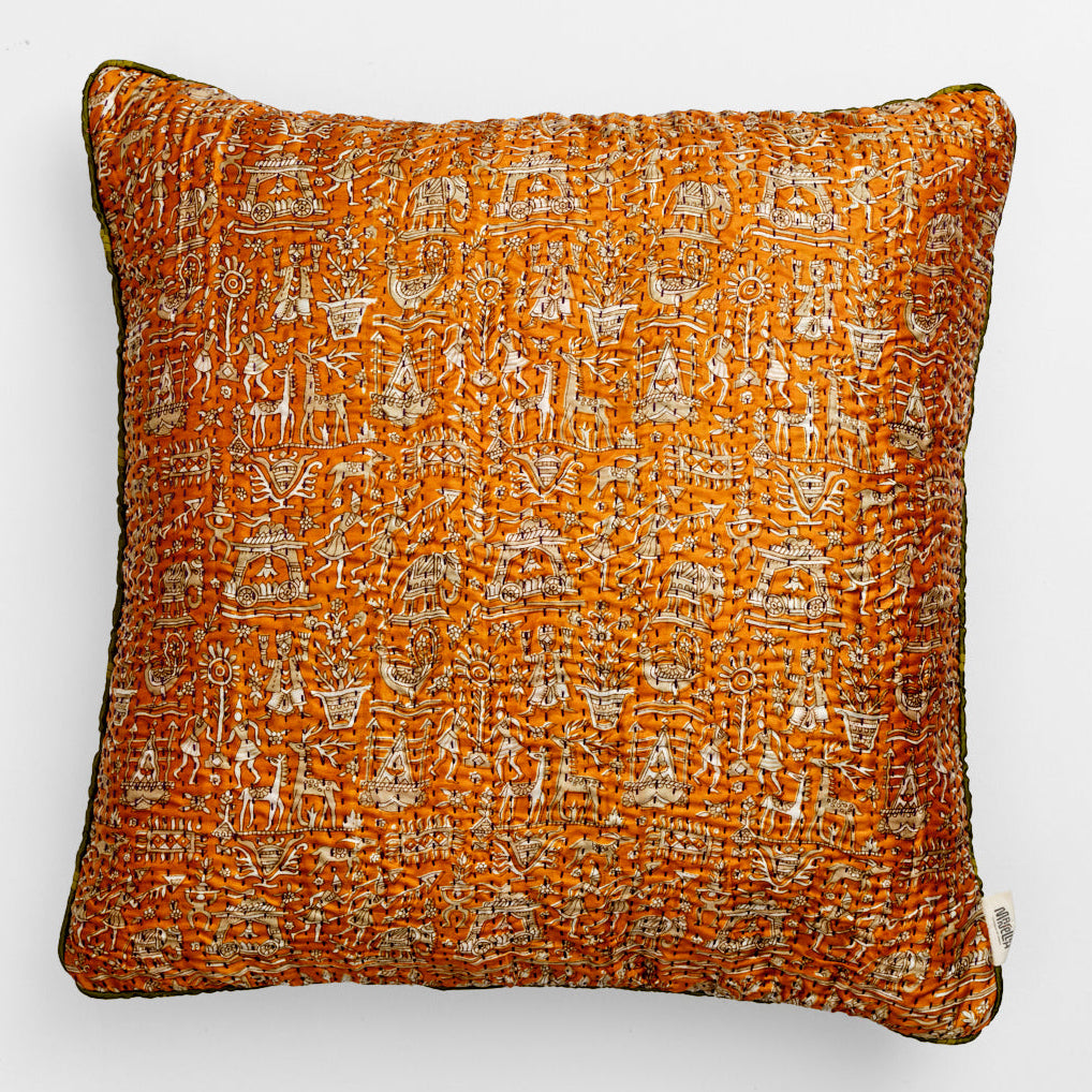Unika kantha sari silkepude 60 x 60 cm