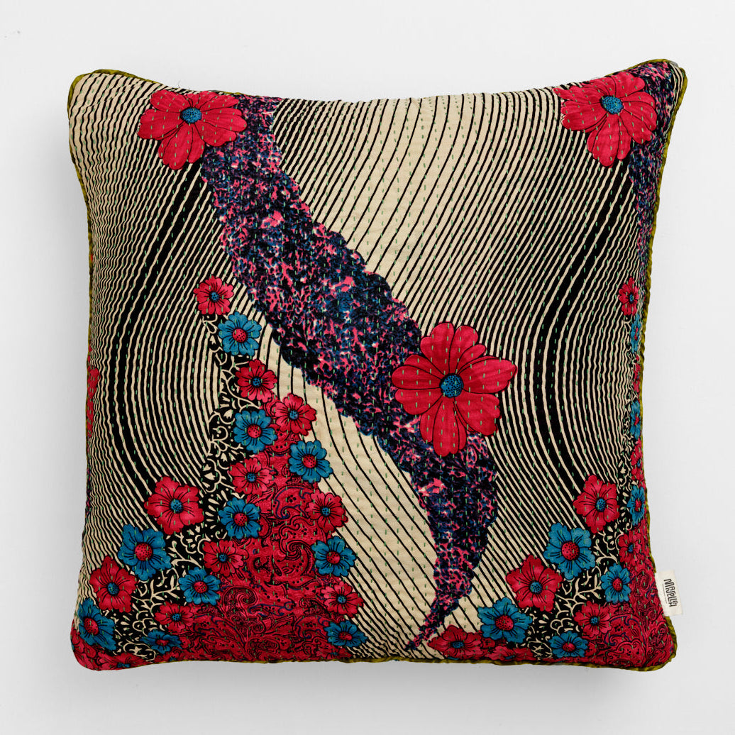 Unika kantha sari silkepude 60 x 60 cm