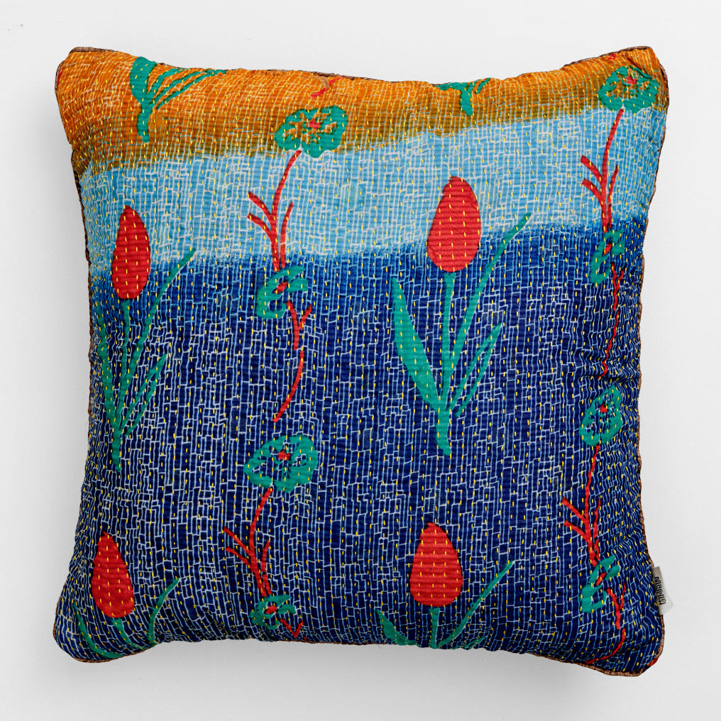 Unika kantha sari silkepude 60 x 60 cm