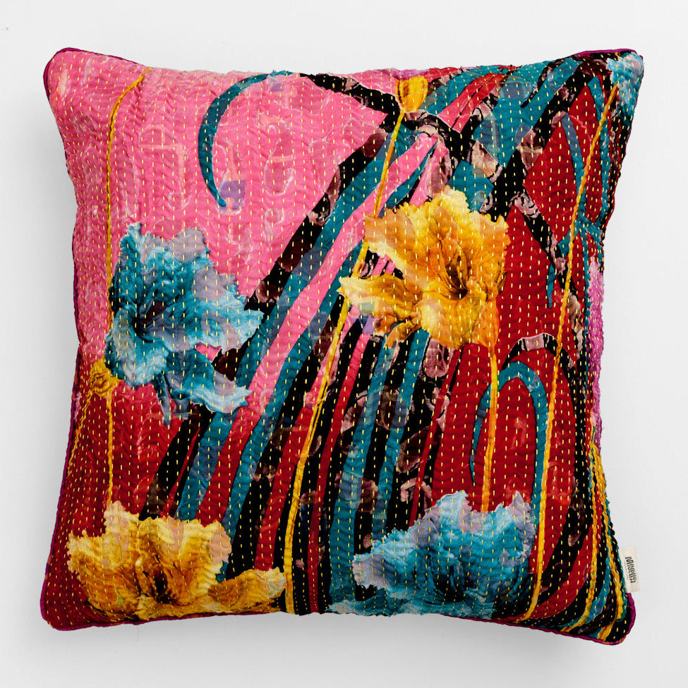 Unika kantha sari silkepude 60 x 60 cm