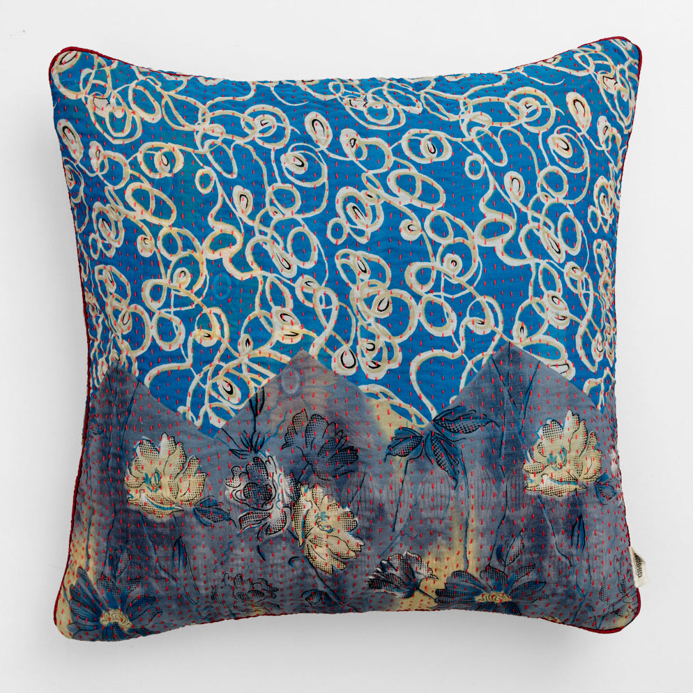 Unika kantha sari silkepude 60 x 60 cm