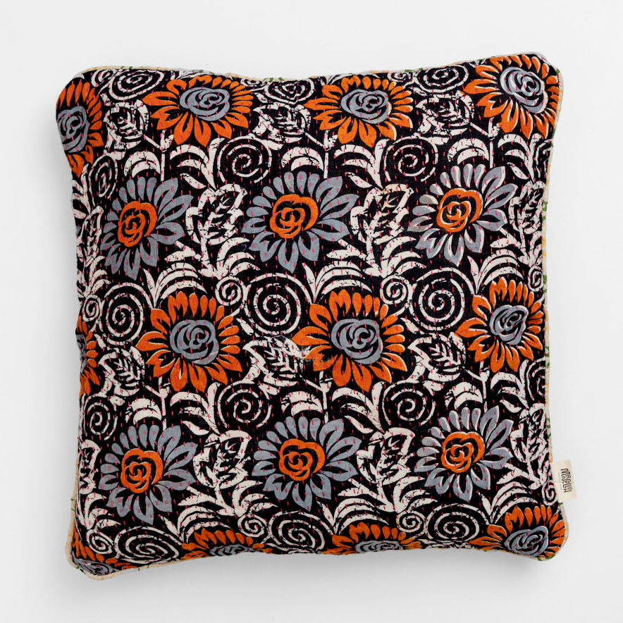 Unique kantha sari cotton pillow 50 x 50
