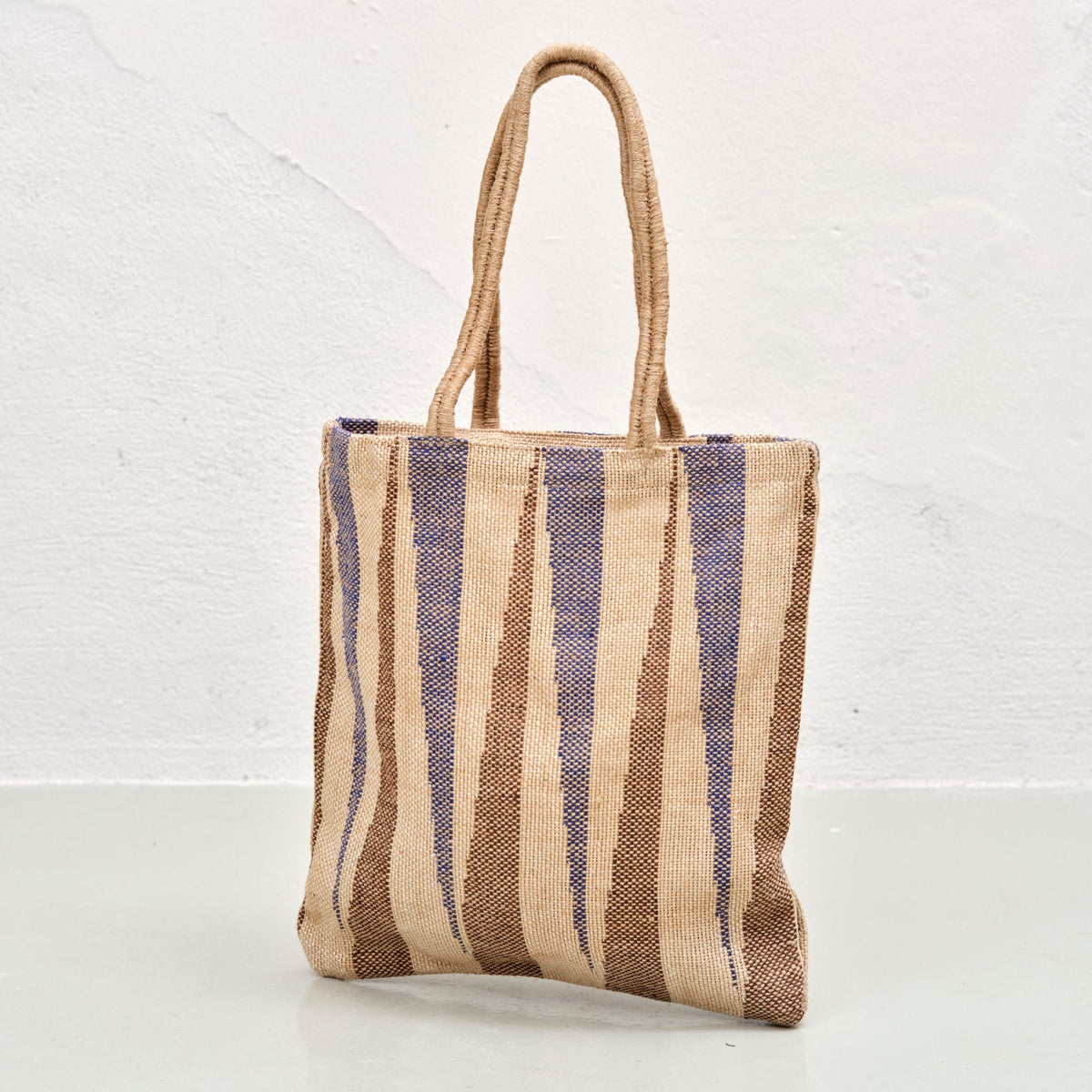 Shopper (brun-blå ikat jute)