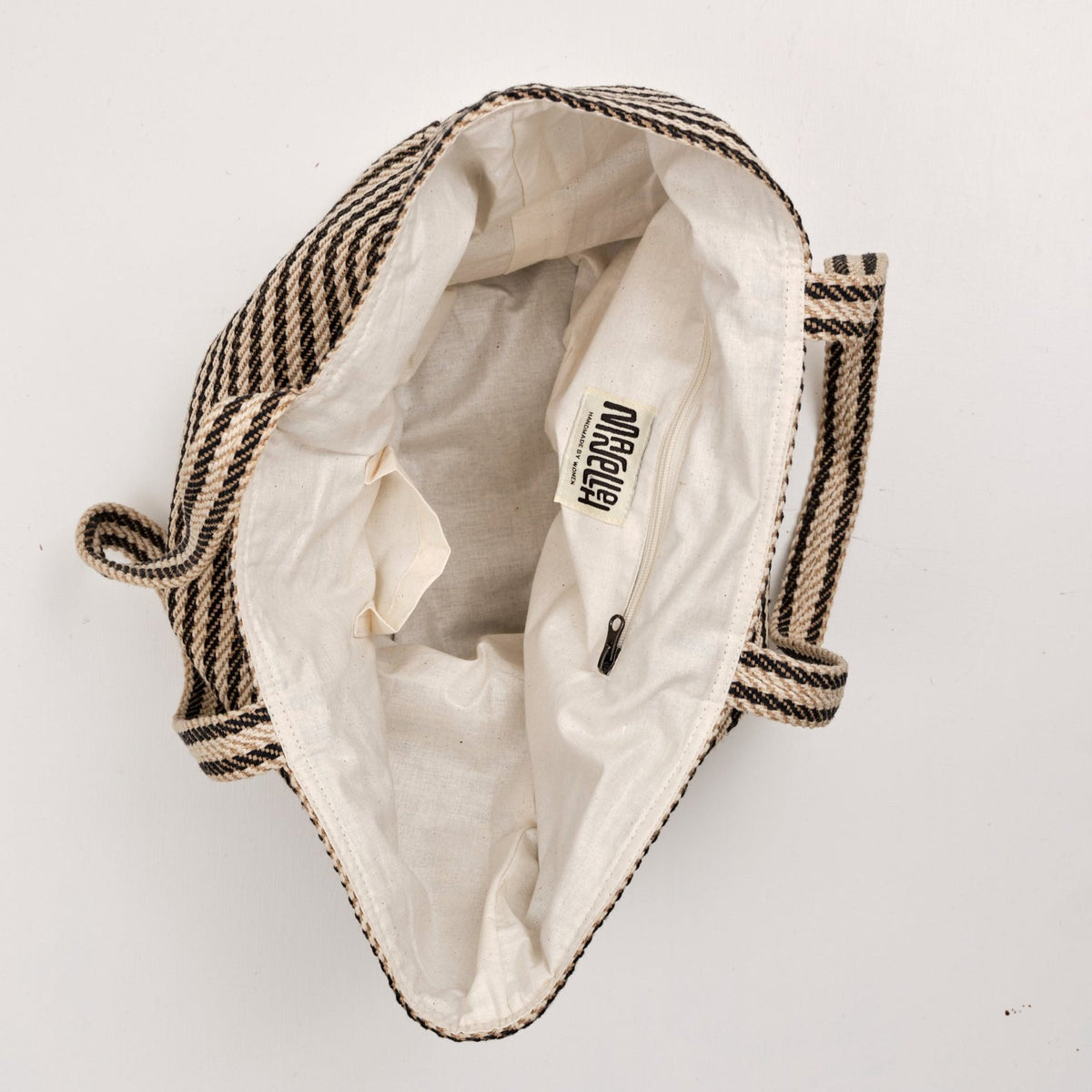 Weekendtaske (sortstribet jute)