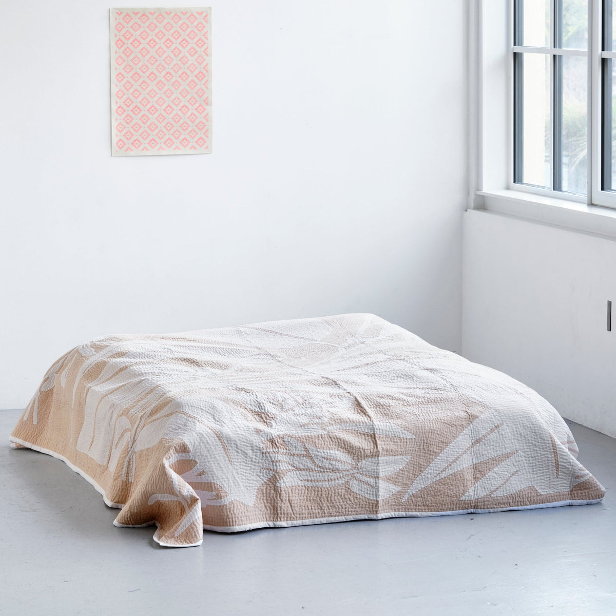 Quiltet sengetæppe 240 x 260 cm (Beige)