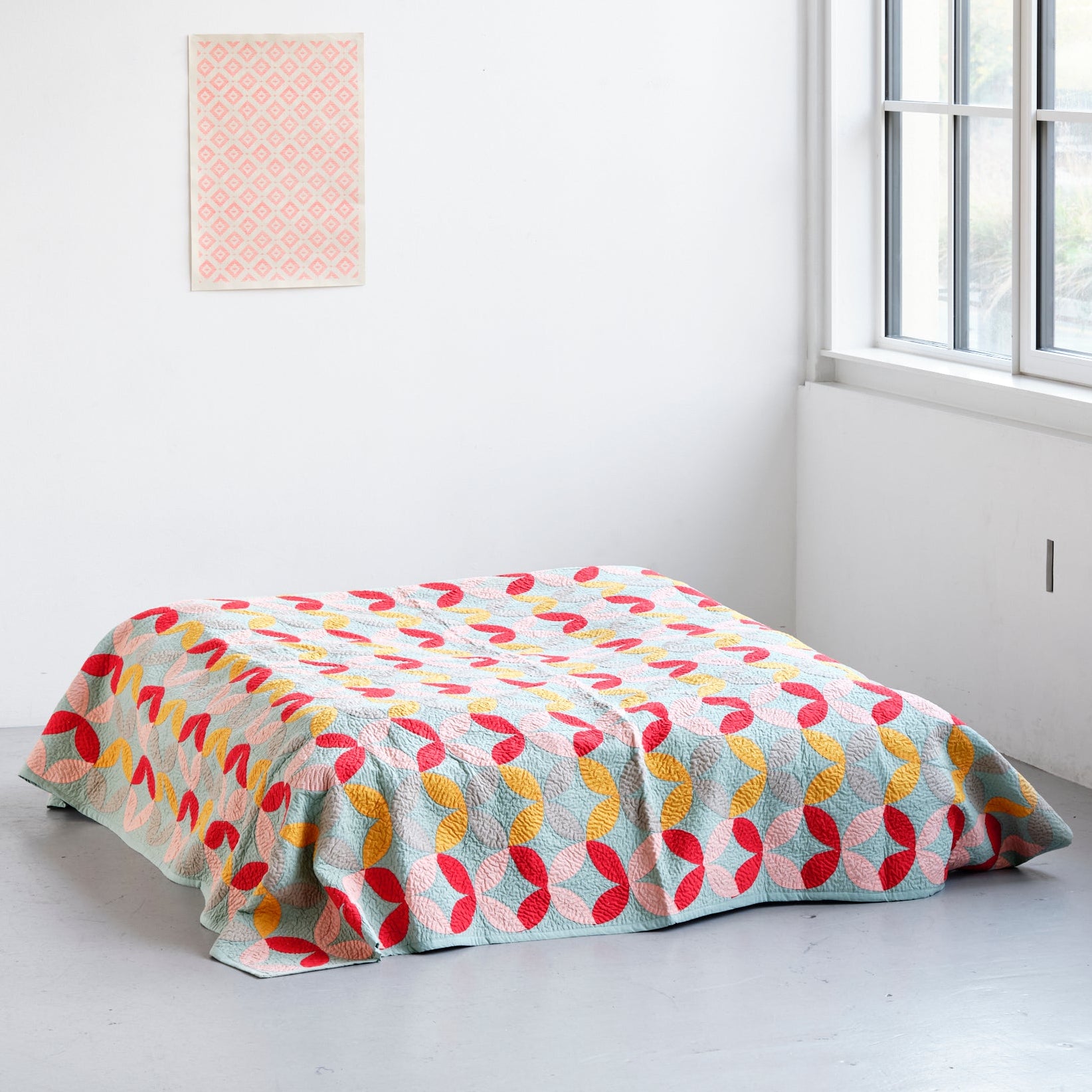 Quiltet sengetæppe 240 x 260 cm (Multifarvet)