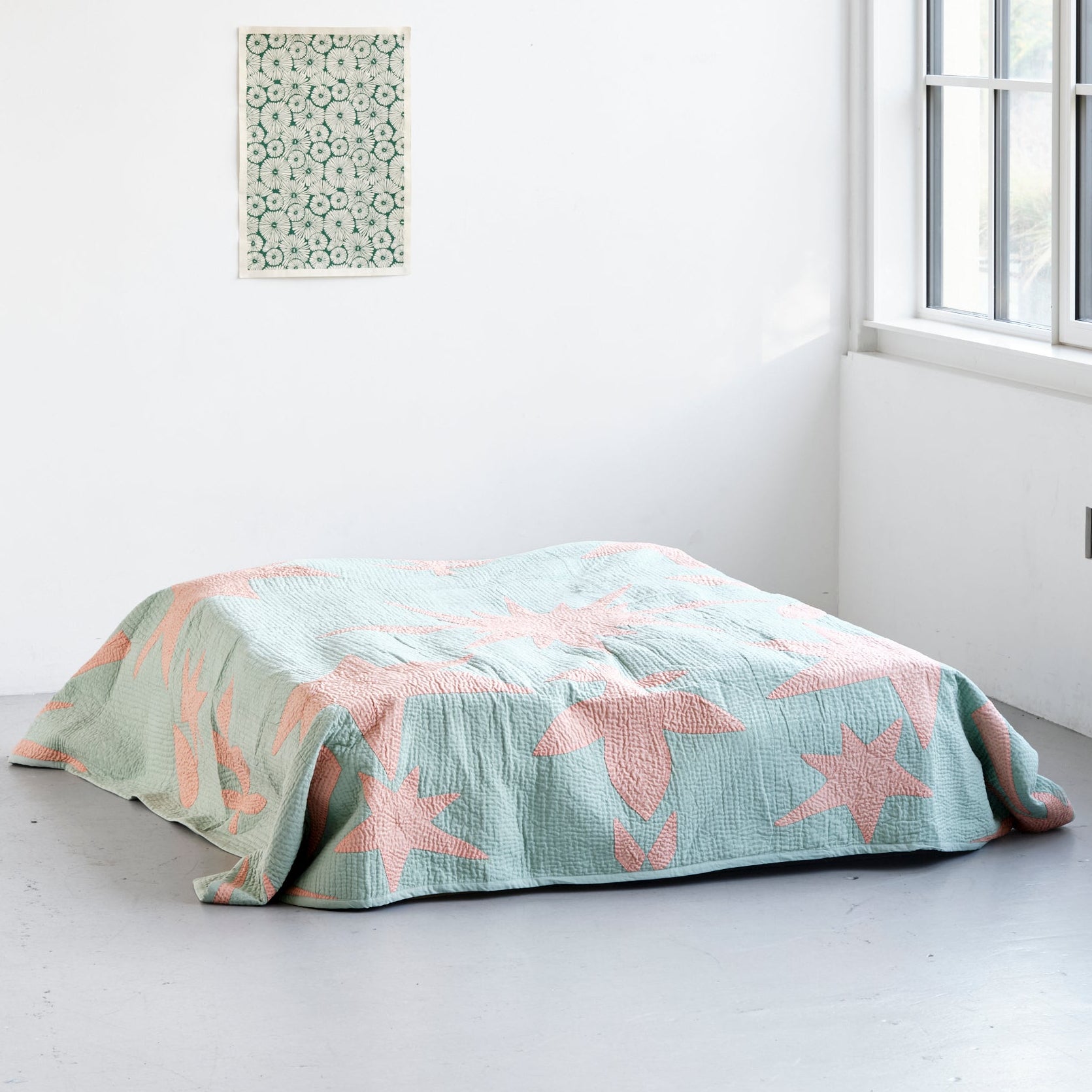 Quiltet sengetæppe 230 x 250 cm (Mint)