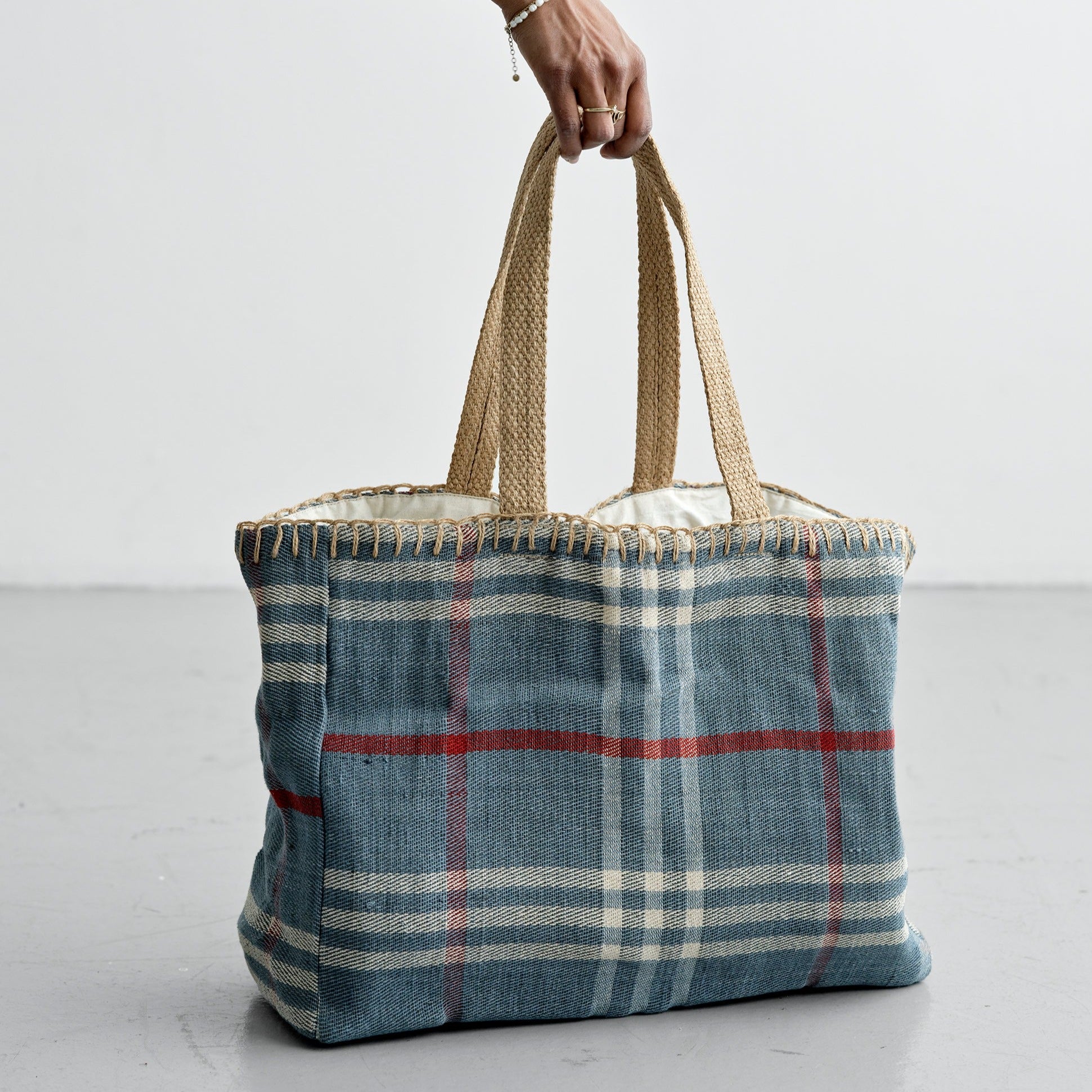 Weekend bag (checkered light blue)