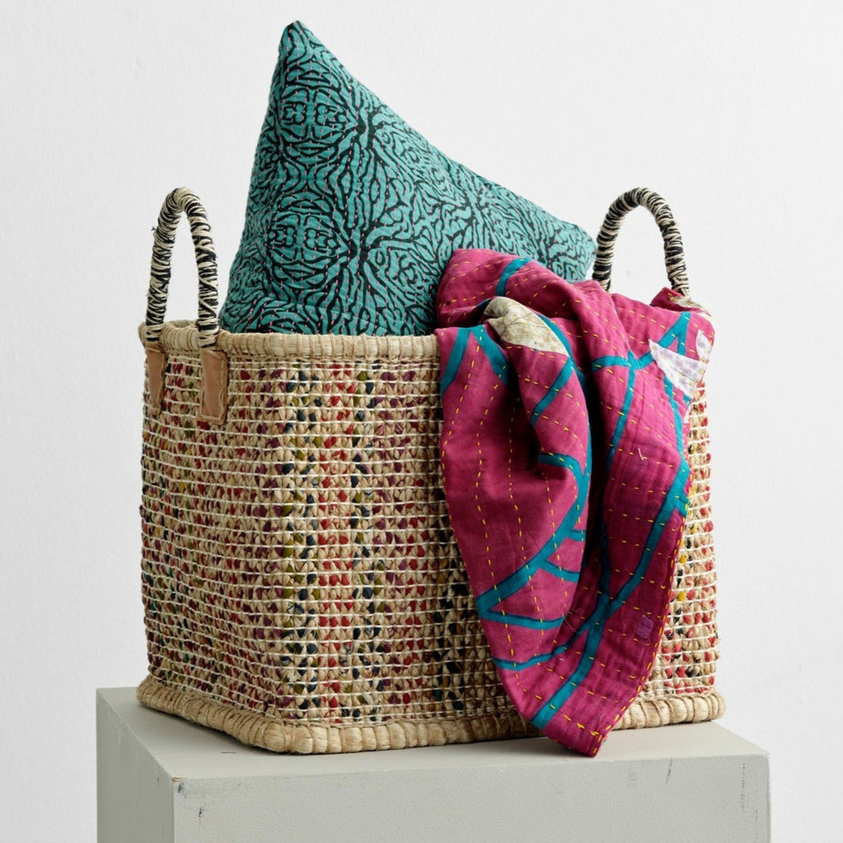 Jute og sari kurv (X-Large)