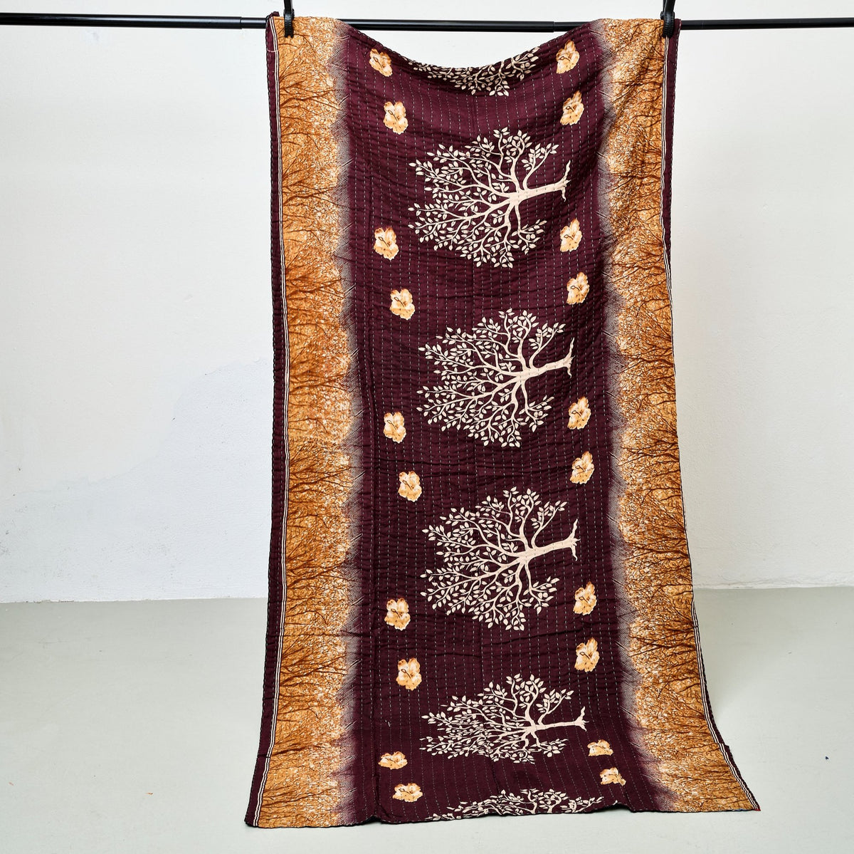 Unika sari kantha tæppe 100 x 200 cm