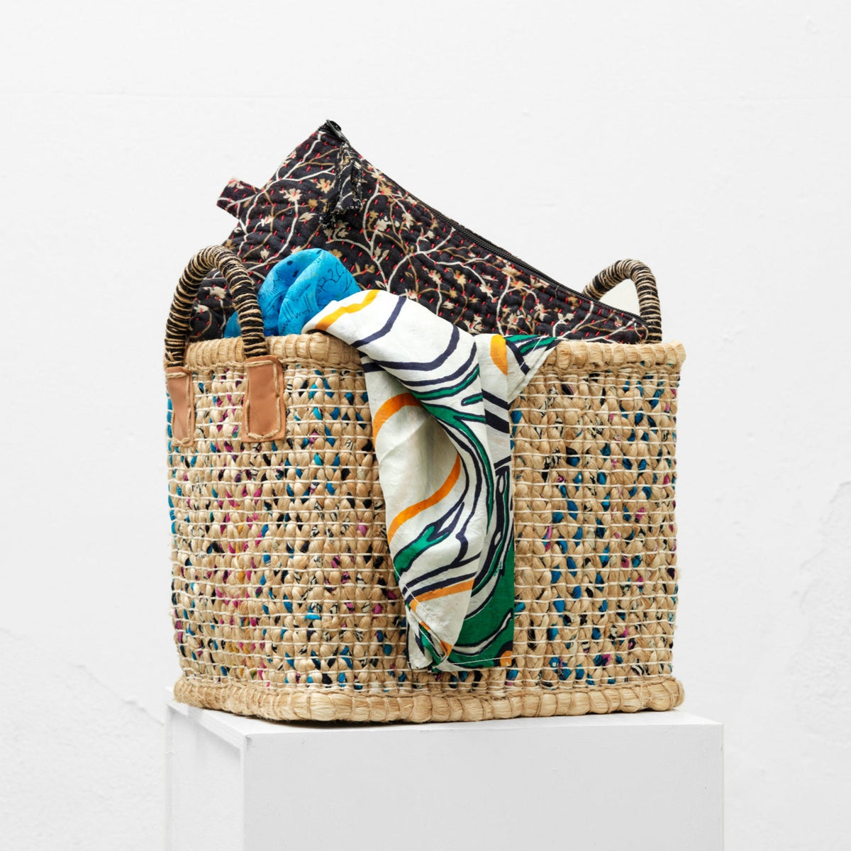Jute og sari kurv (medium)