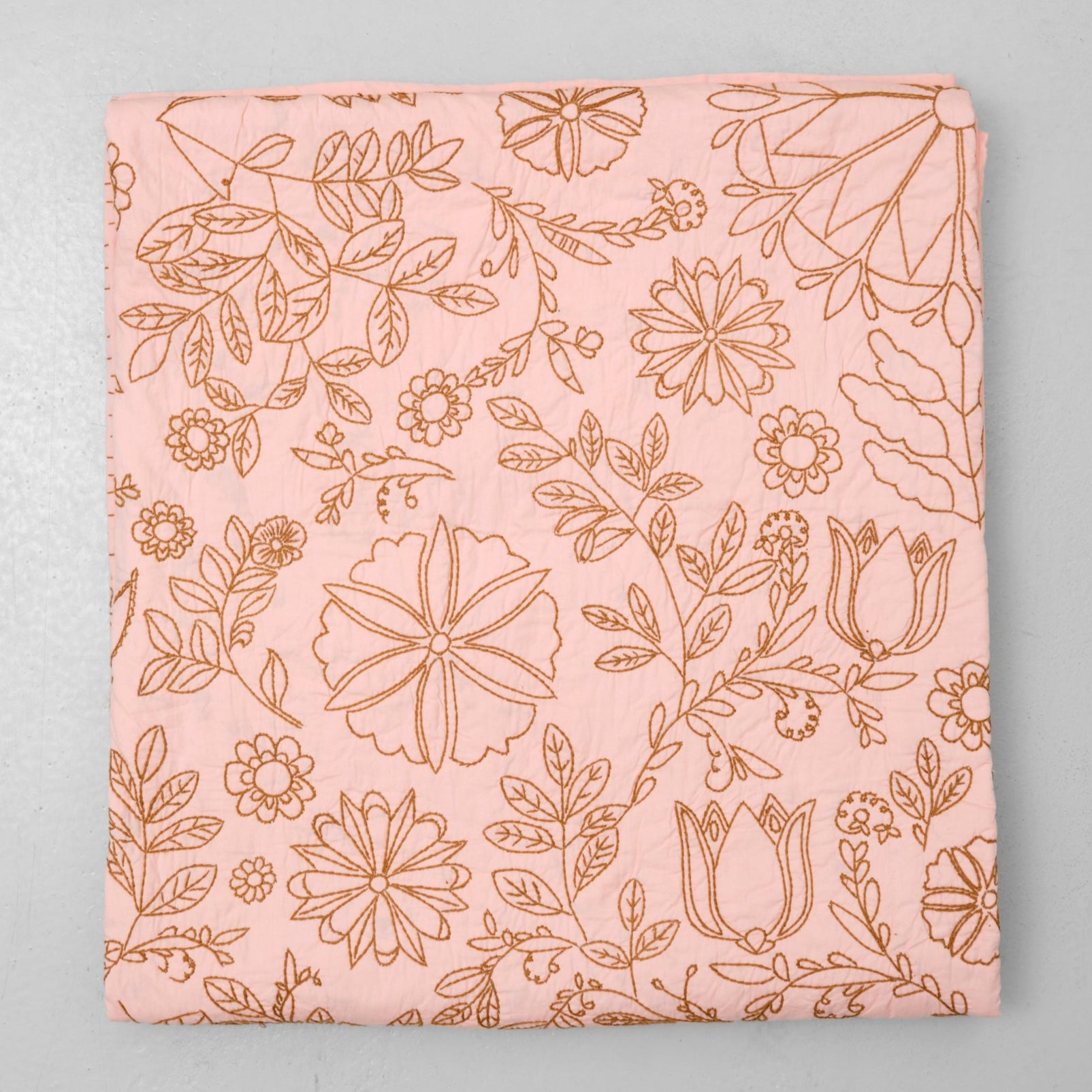 Quiltet sengetæppe 240 x 260 cm (Lyserød)