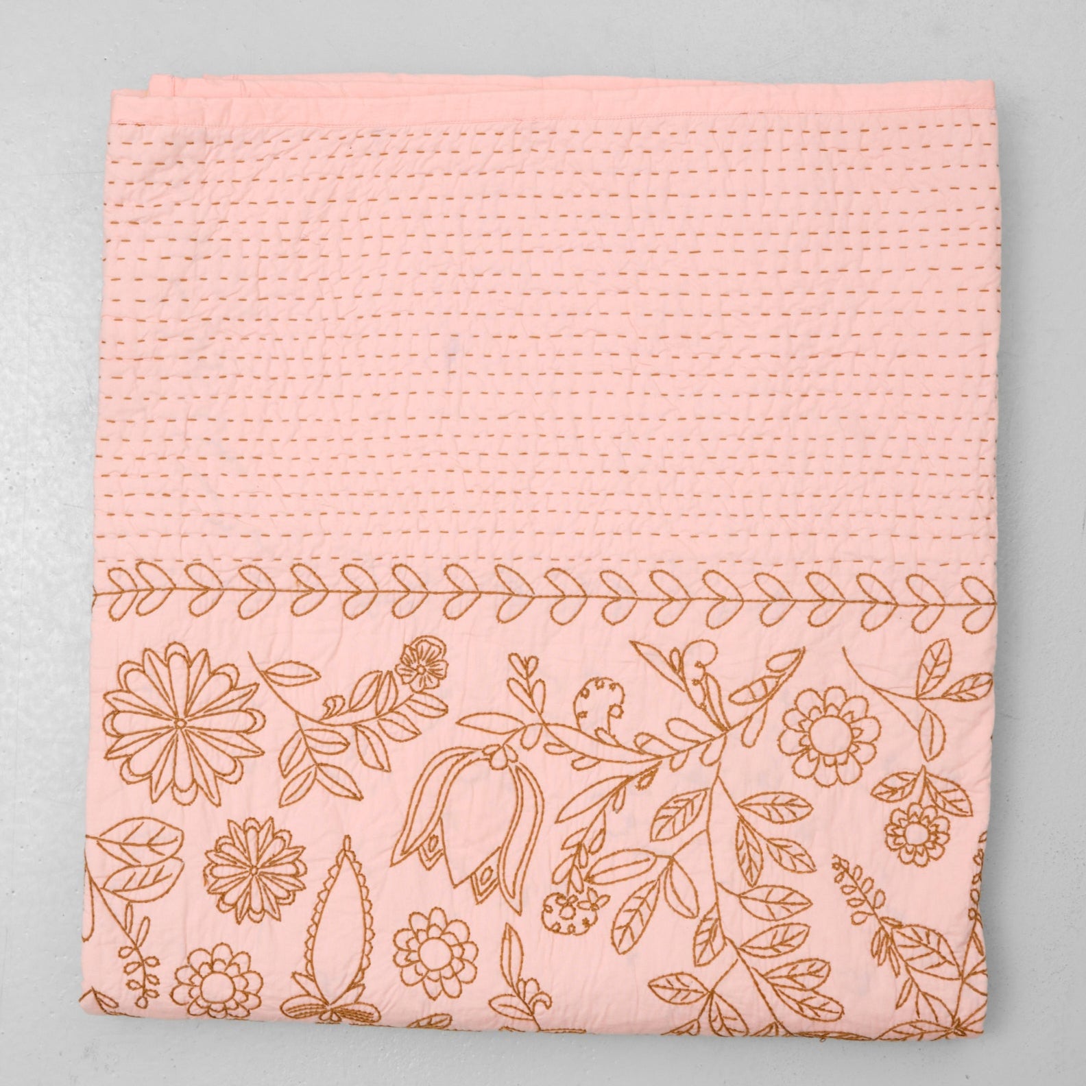 Quiltet sengetæppe 240 x 260 cm (Lyserød)