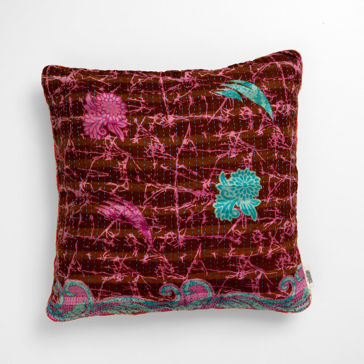 Unika kantha sari bomuldspude 50 x 50