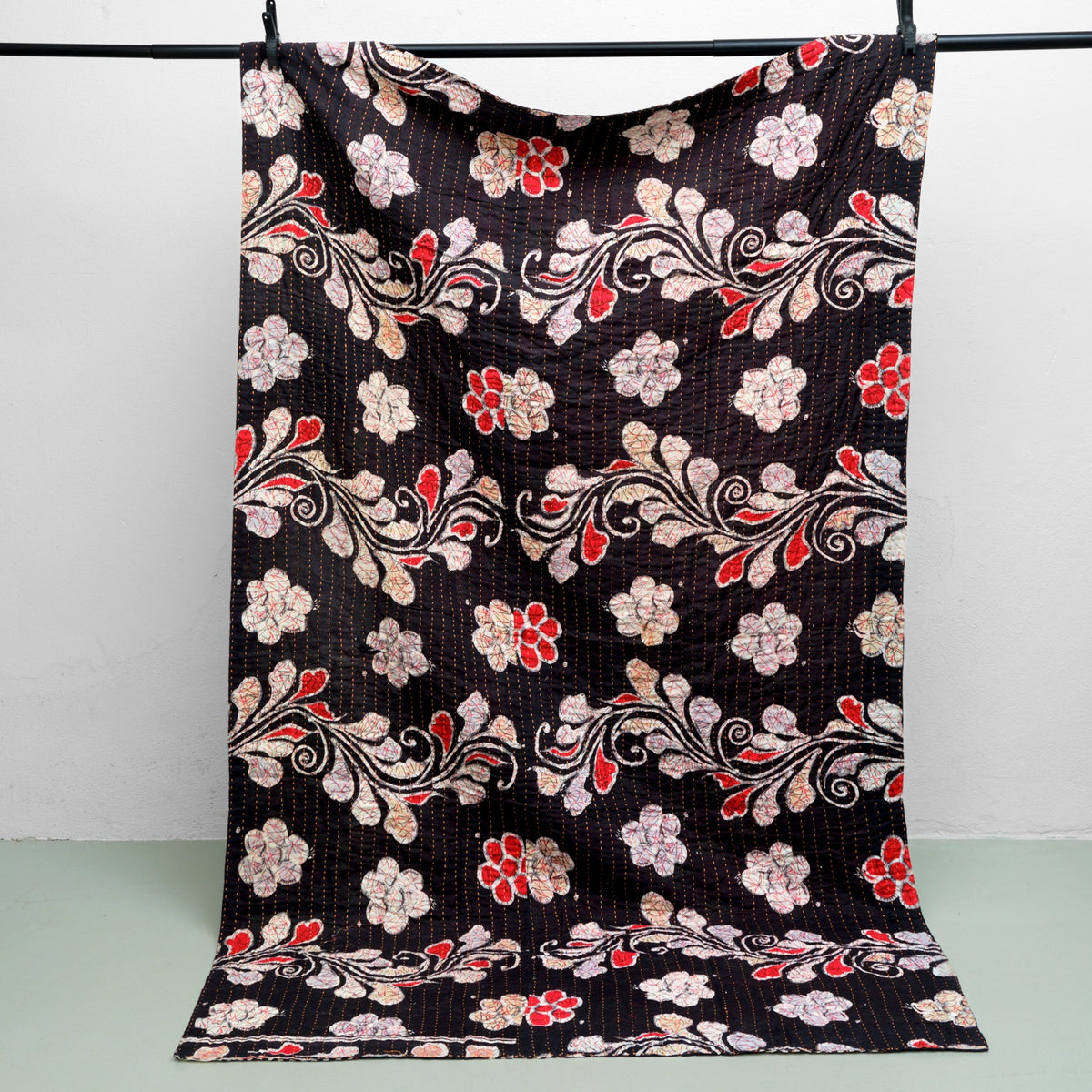 Unika sari kantha tæppe 120 x 200 cm