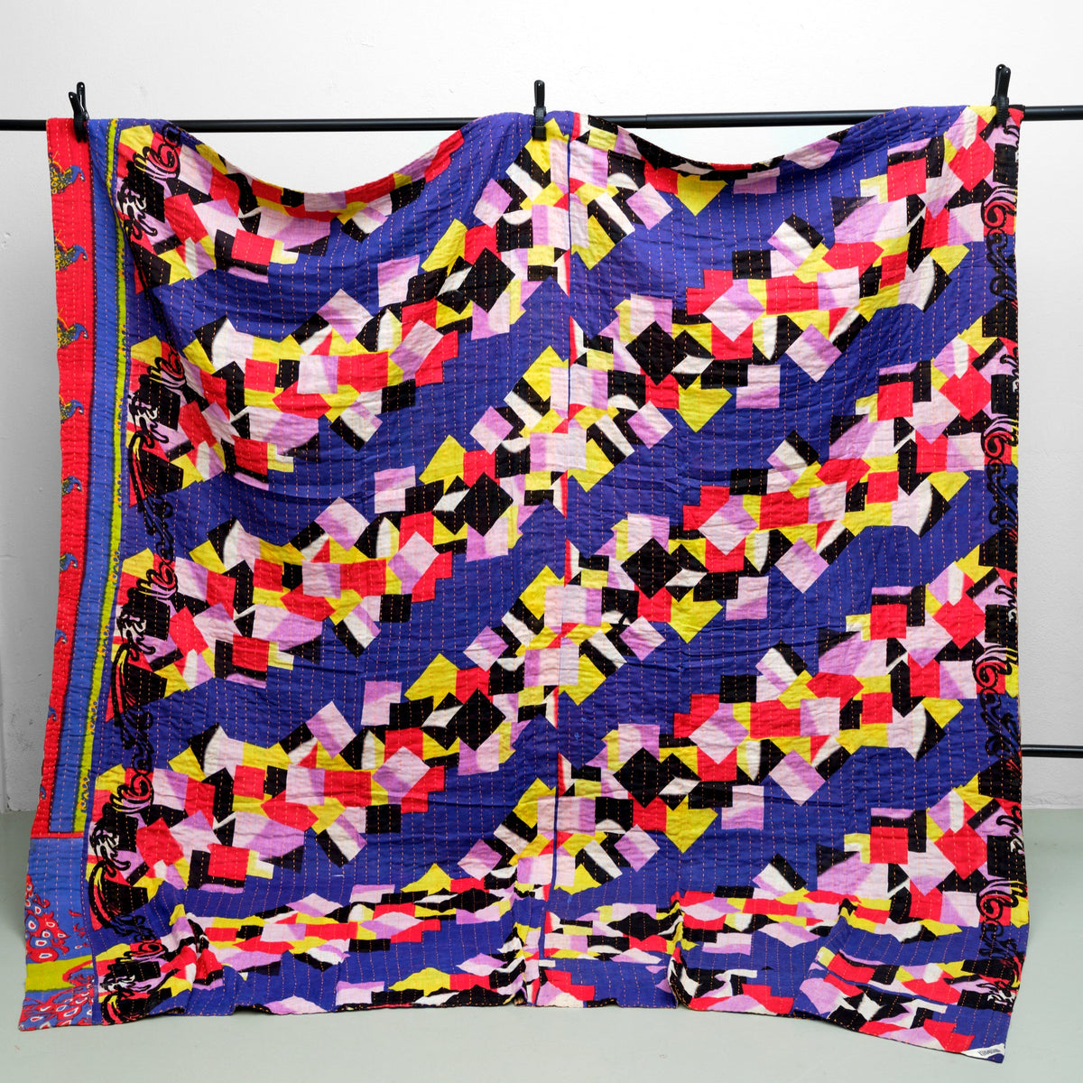 Unika sari kantha tæppe 200 x 200 cm