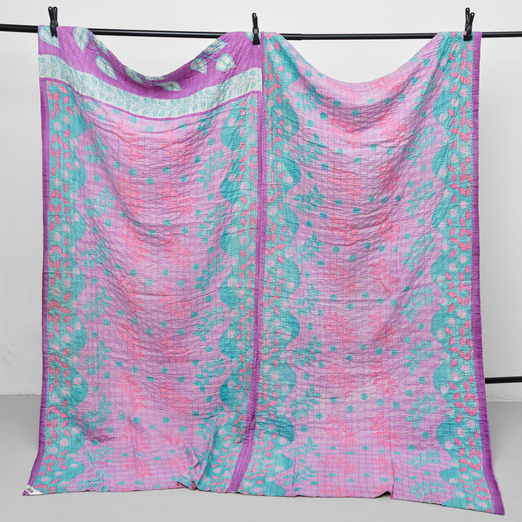 Unika sari kantha tæppe 200 x 200 cm