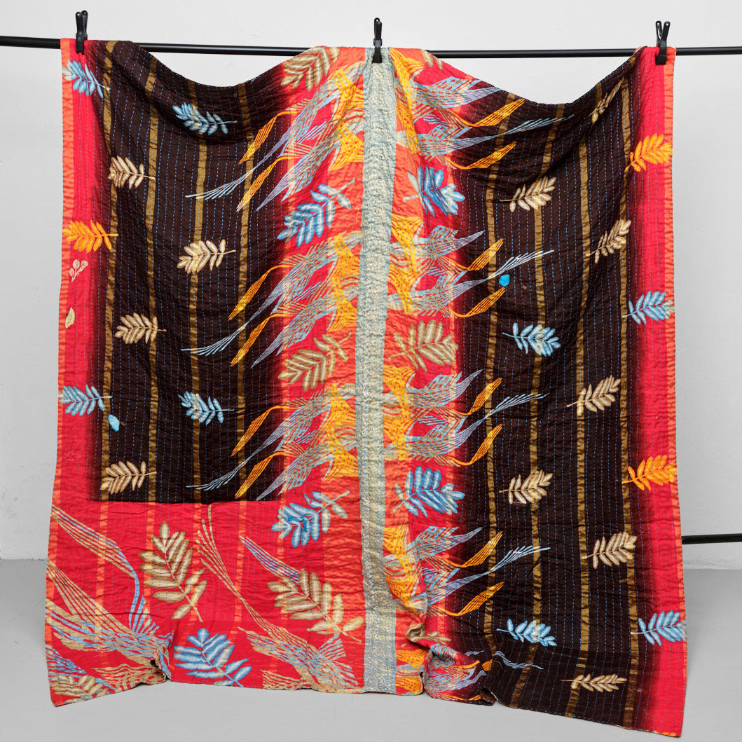 Unika sari kantha tæppe 200 x 200 cm