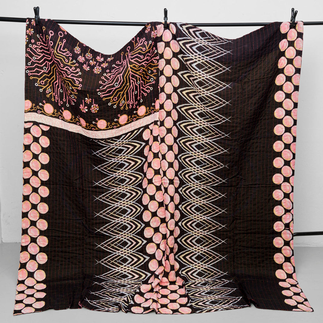 Unika sari kantha tæppe 200 x 200 cm