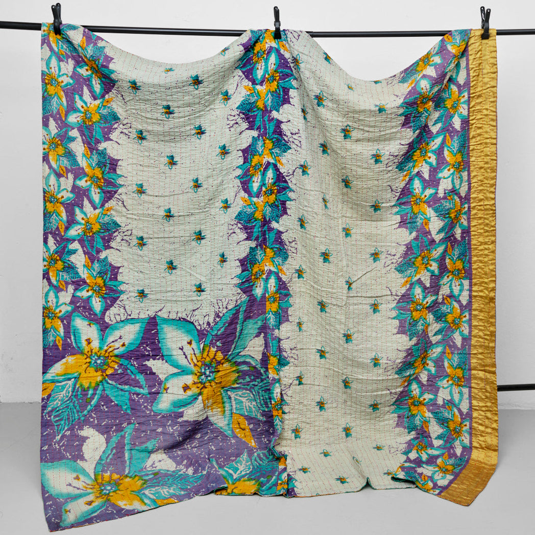 Unika sari kantha tæppe 200 x 200 cm