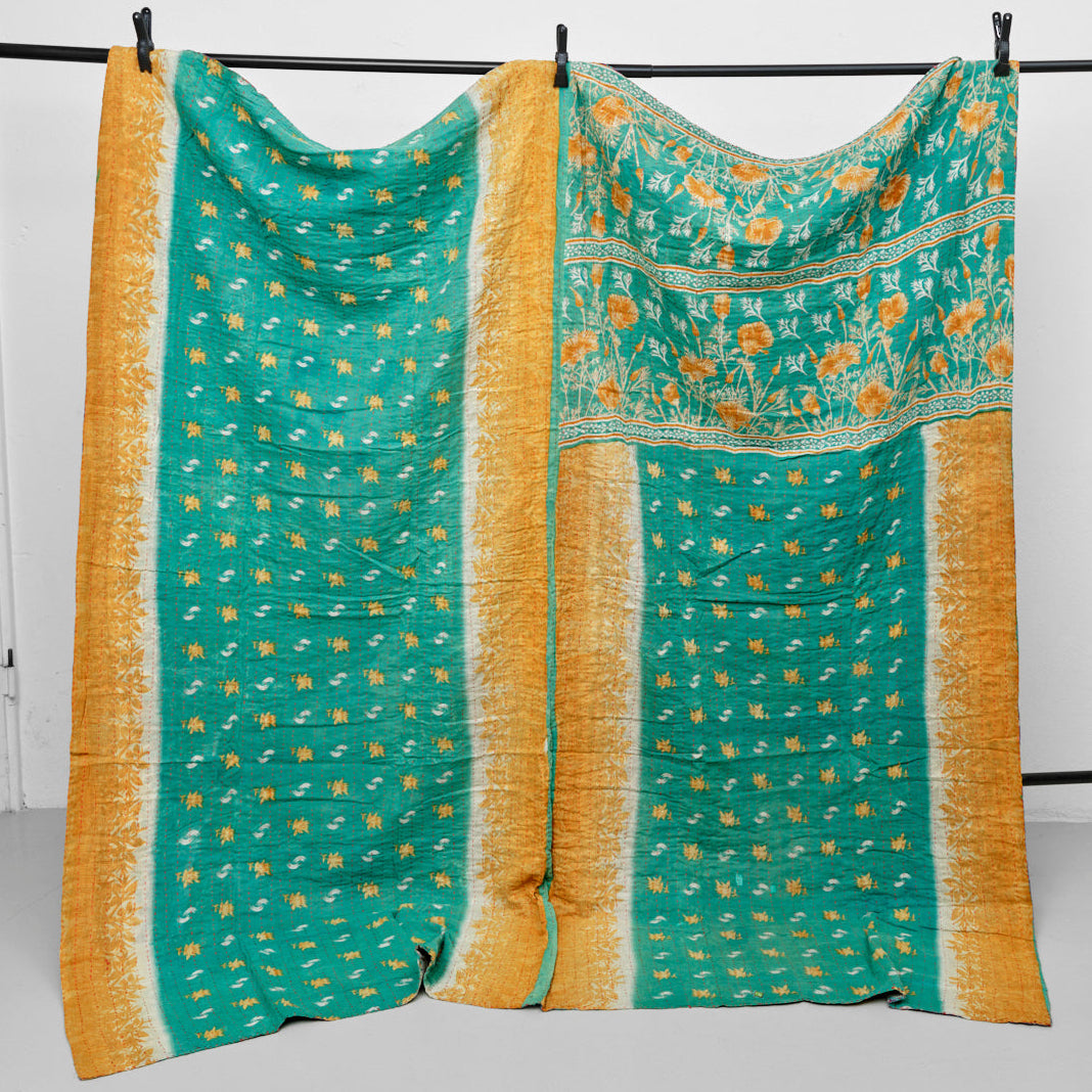 Unika sari kantha tæppe 200 x 200 cm