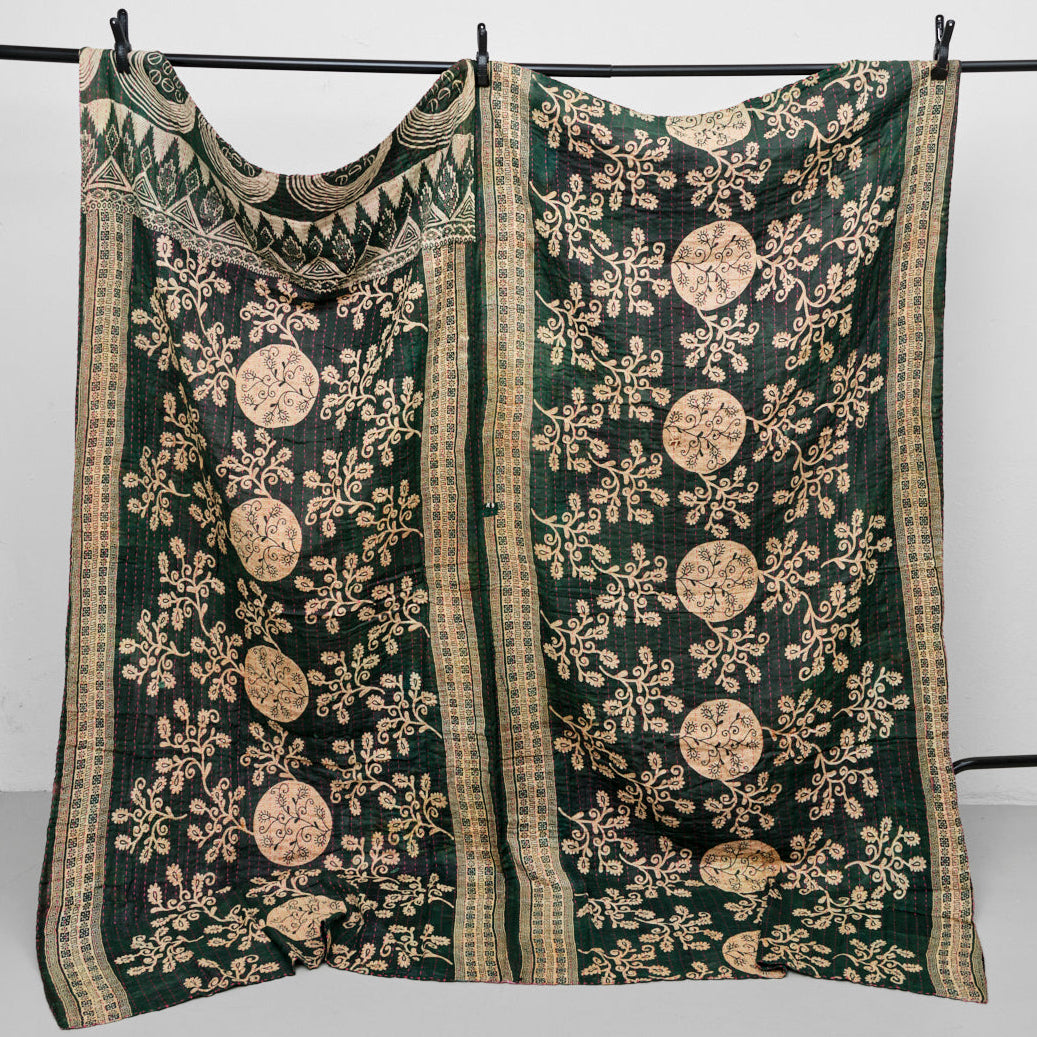Unika sari kantha tæppe 200 x 200 cm